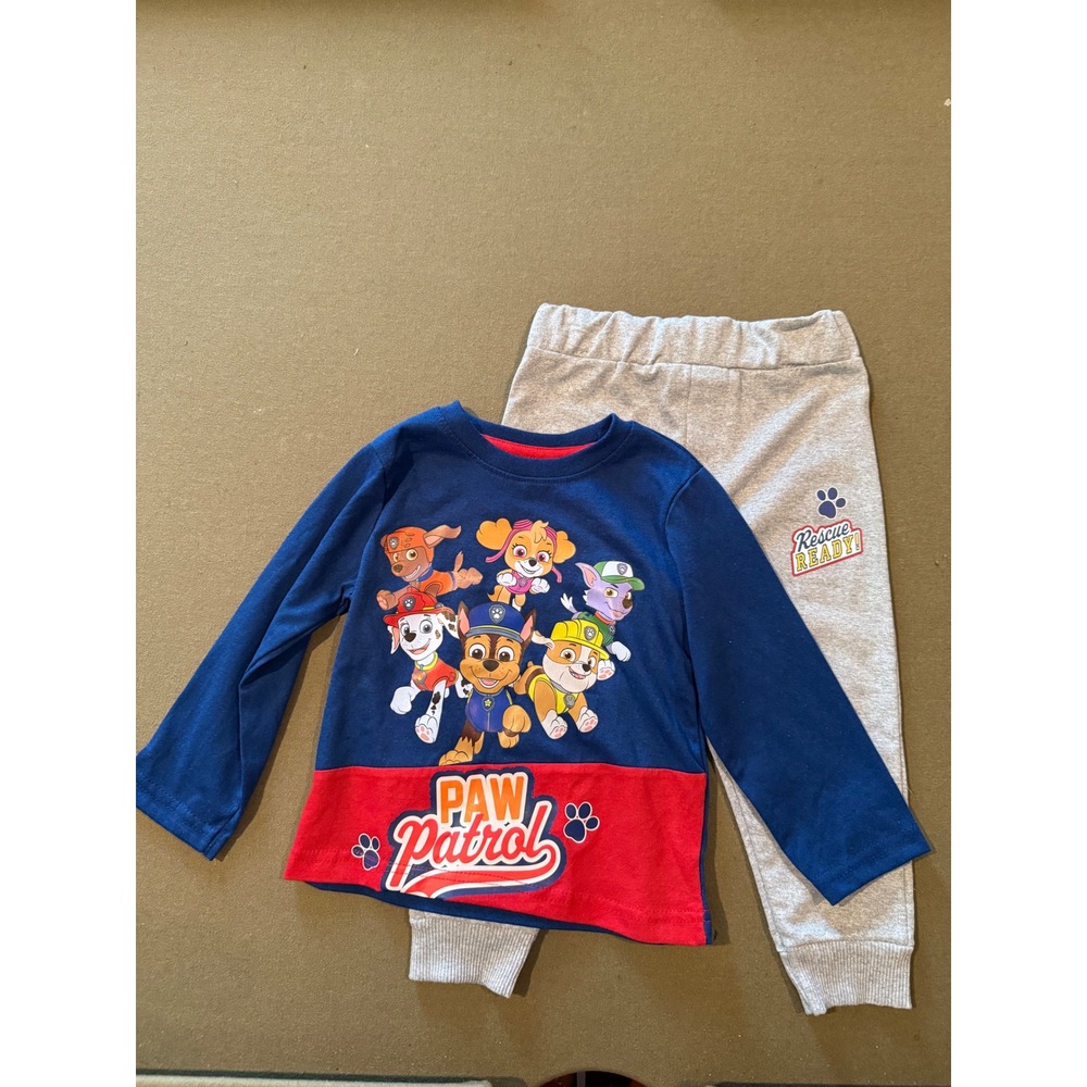 Paw Patrol Toddler Boys 2 Piece Pajama Set Blue Gray 100% Cotton Size 3T - Picture 1 of 2